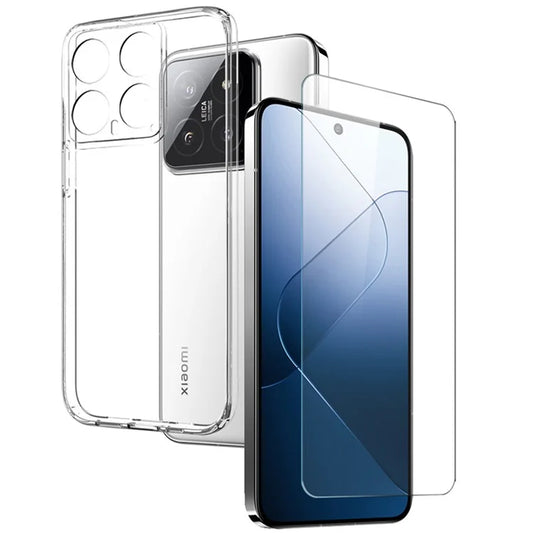 NORTHJO For Xiaomi 14 Case TPU Shock Absorbing Phone Cover with Tempered Glass Film