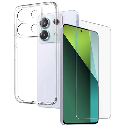 NORTHJO For Xiaomi Redmi Note 13 Pro 5G / Poco X6 5G Case Anti-fall TPU Protective Shell with Tempered Glass Film