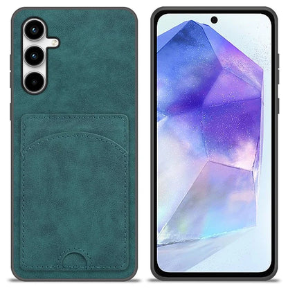 For Samsung Galaxy A55 5G Case Card Slot PU+PC+TPU Kickstand Phone Cover