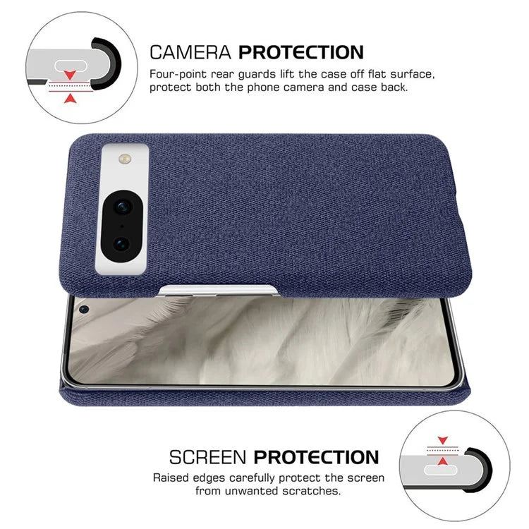 For Google Pixel 8a Case Fabric Cloth+PC Solid Color Design Back Phone Cover