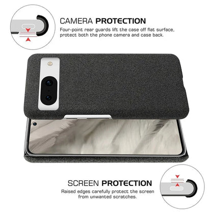 For Google Pixel 8a Case Fabric Cloth+PC Solid Color Design Back Phone Cover