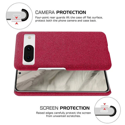 For Google Pixel 8a Case Fabric Cloth+PC Solid Color Design Back Phone Cover