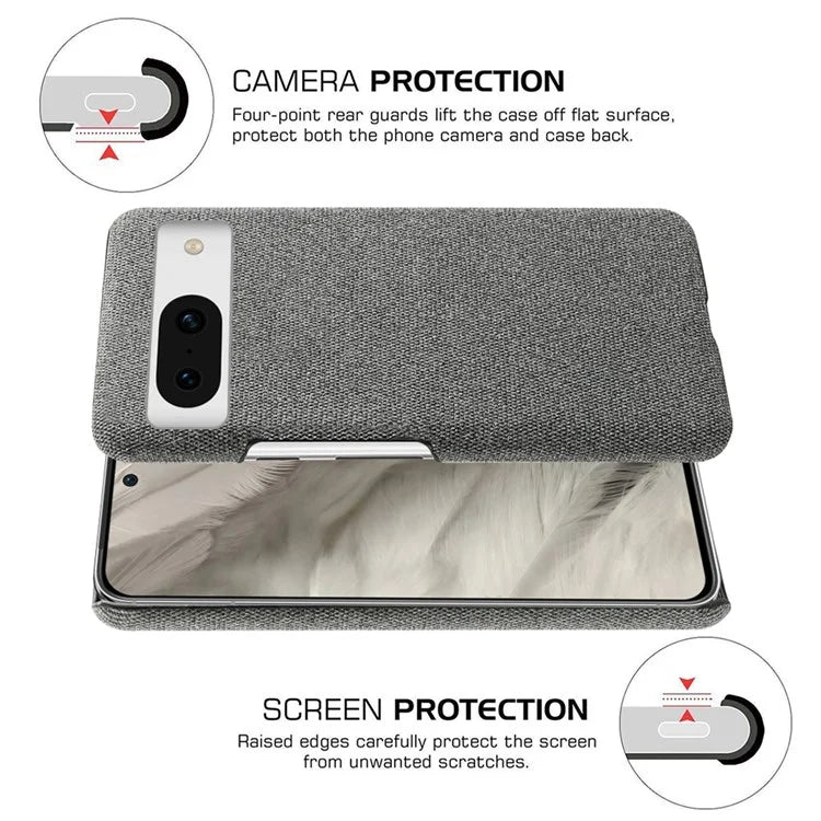 For Google Pixel 8a Case Fabric Cloth+PC Solid Color Design Back Phone Cover