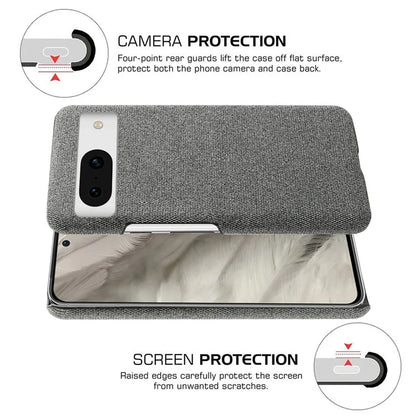 For Google Pixel 8a Case Fabric Cloth+PC Solid Color Design Back Phone Cover