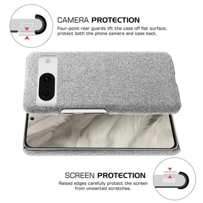 For Google Pixel 8a Case Fabric Cloth+PC Solid Color Design Back Phone Cover
