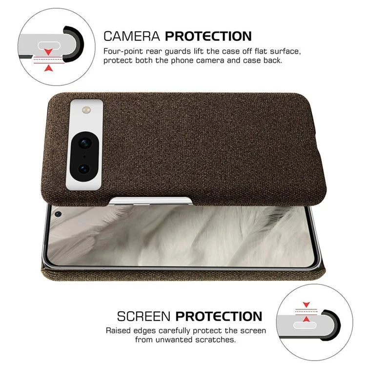 For Google Pixel 8a Case Fabric Cloth+PC Solid Color Design Back Phone Cover
