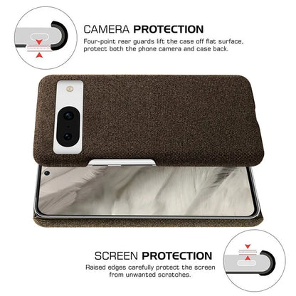 For Google Pixel 8a Case Fabric Cloth+PC Solid Color Design Back Phone Cover