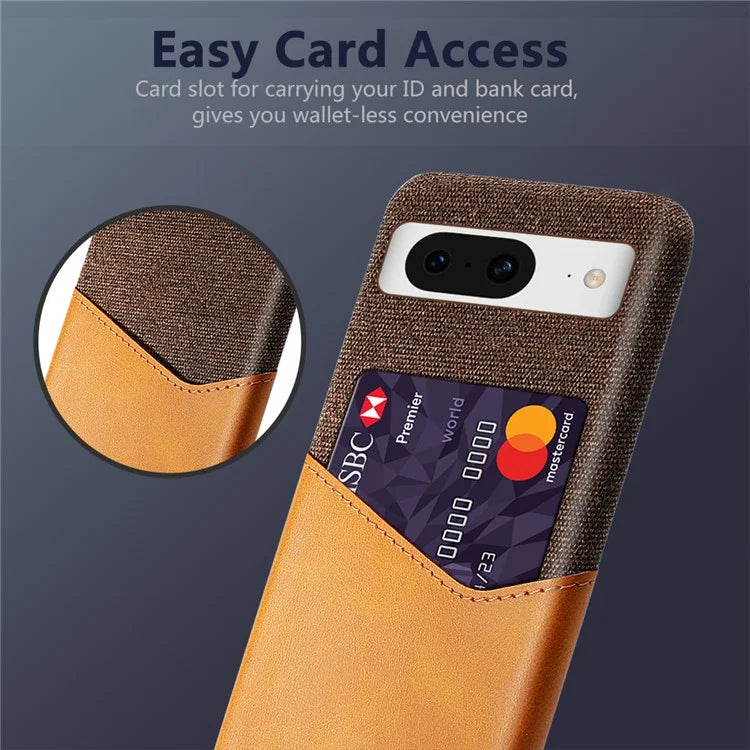 For Google Pixel 8 Case Card Holder Cloth Texture Leather+PC Phone Cover