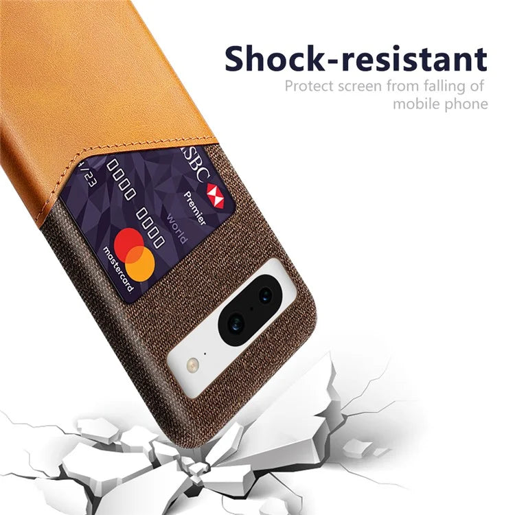 For Google Pixel 8 Case Card Holder Cloth Texture Leather+PC Phone Cover