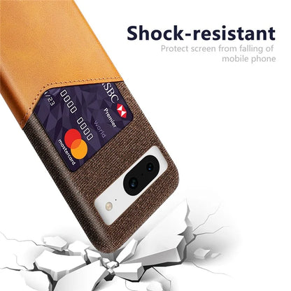 For Google Pixel 8 Case Card Holder Cloth Texture Leather+PC Phone Cover