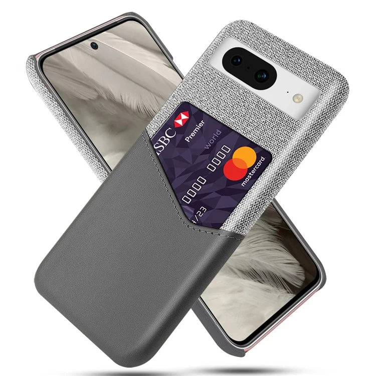 For Google Pixel 8 Case Card Holder Cloth Texture Leather+PC Phone Cover