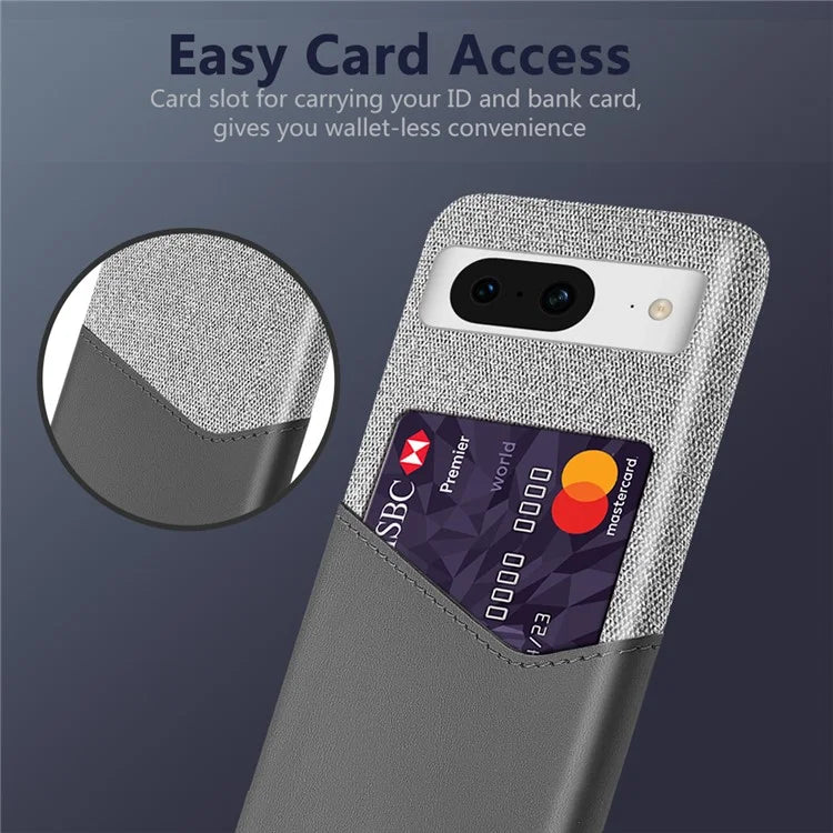 For Google Pixel 8 Case Card Holder Cloth Texture Leather+PC Phone Cover