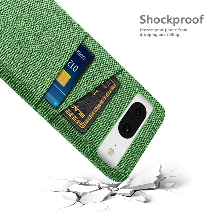 For Google Pixel 8 Case Cloth Texture Scratch-resistant Phone Shell with Dual Card Holder