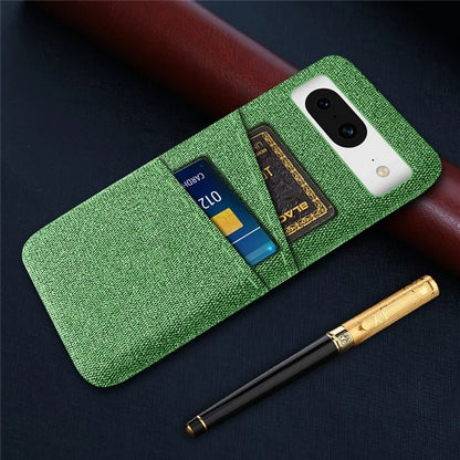 For Google Pixel 8 Case Cloth Texture Scratch-resistant Phone Shell with Dual Card Holder
