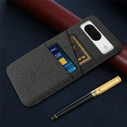 For Google Pixel 8 Case Cloth Texture Scratch-resistant Phone Shell with Dual Card Holder