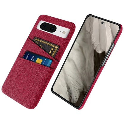 For Google Pixel 8 Case Cloth Texture Scratch-resistant Phone Shell with Dual Card Holder