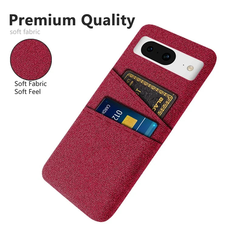 For Google Pixel 8 Case Cloth Texture Scratch-resistant Phone Shell with Dual Card Holder