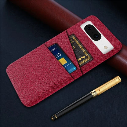 For Google Pixel 8 Case Cloth Texture Scratch-resistant Phone Shell with Dual Card Holder
