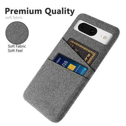 For Google Pixel 8 Case Cloth Texture Scratch-resistant Phone Shell with Dual Card Holder