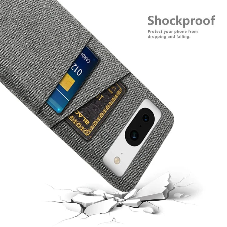 For Google Pixel 8 Case Cloth Texture Scratch-resistant Phone Shell with Dual Card Holder