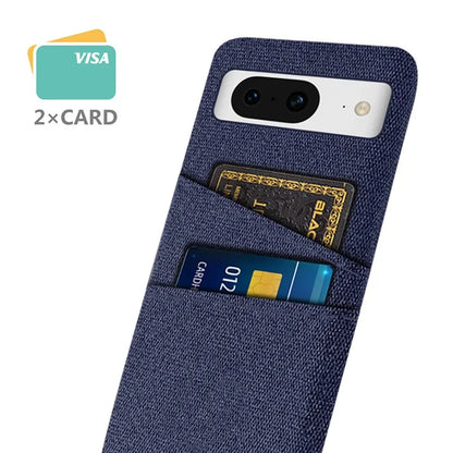 For Google Pixel 8 Case Cloth Texture Scratch-resistant Phone Shell with Dual Card Holder