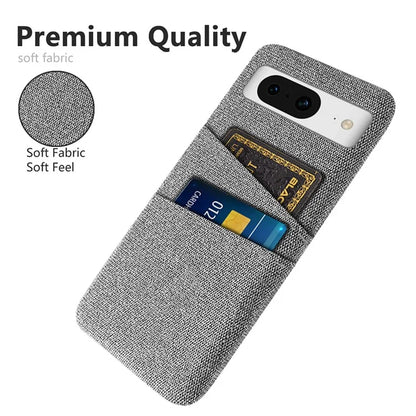 For Google Pixel 8 Case Cloth Texture Scratch-resistant Phone Shell with Dual Card Holder