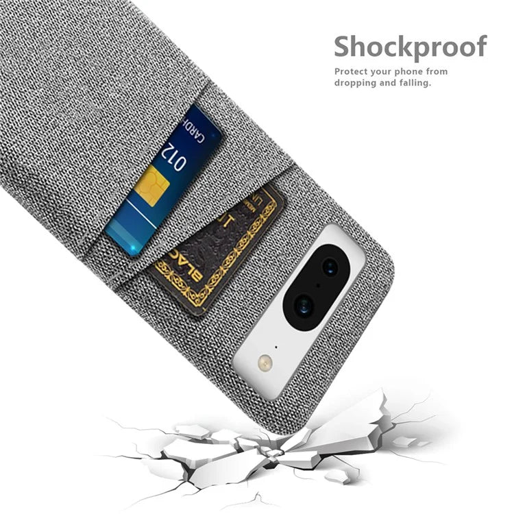 For Google Pixel 8 Case Cloth Texture Scratch-resistant Phone Shell with Dual Card Holder