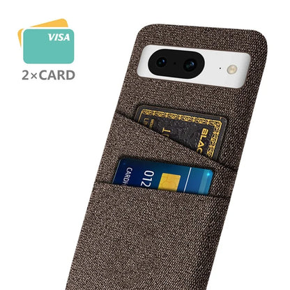 For Google Pixel 8 Case Cloth Texture Scratch-resistant Phone Shell with Dual Card Holder