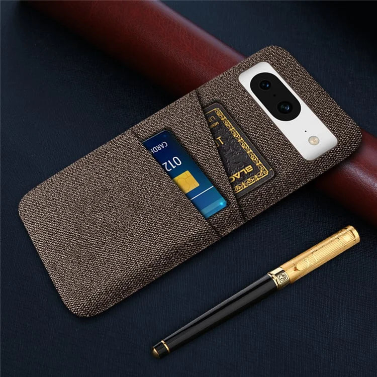 For Google Pixel 8 Case Cloth Texture Scratch-resistant Phone Shell with Dual Card Holder