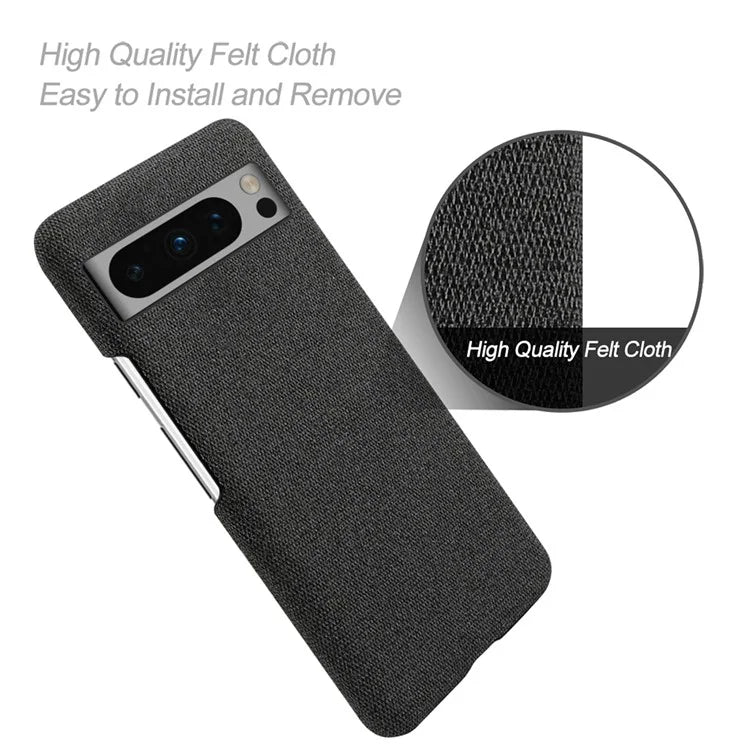 For Google Pixel 8 Pro Case Solid Color Fabric Cloth+PC Shockproof Phone Cover