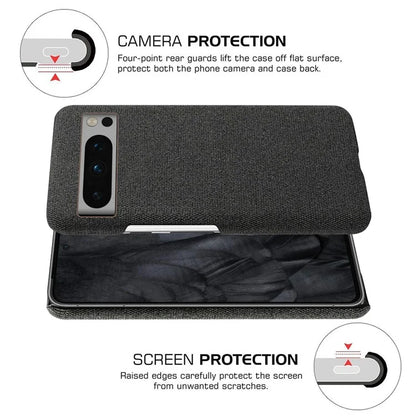 For Google Pixel 8 Pro Case Solid Color Fabric Cloth+PC Shockproof Phone Cover