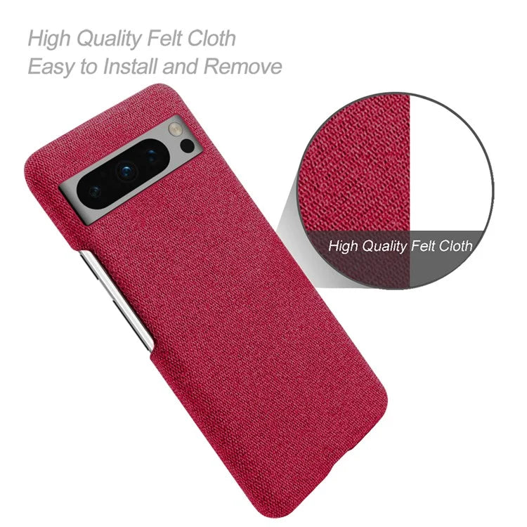 For Google Pixel 8 Pro Case Solid Color Fabric Cloth+PC Shockproof Phone Cover