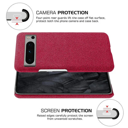 For Google Pixel 8 Pro Case Solid Color Fabric Cloth+PC Shockproof Phone Cover