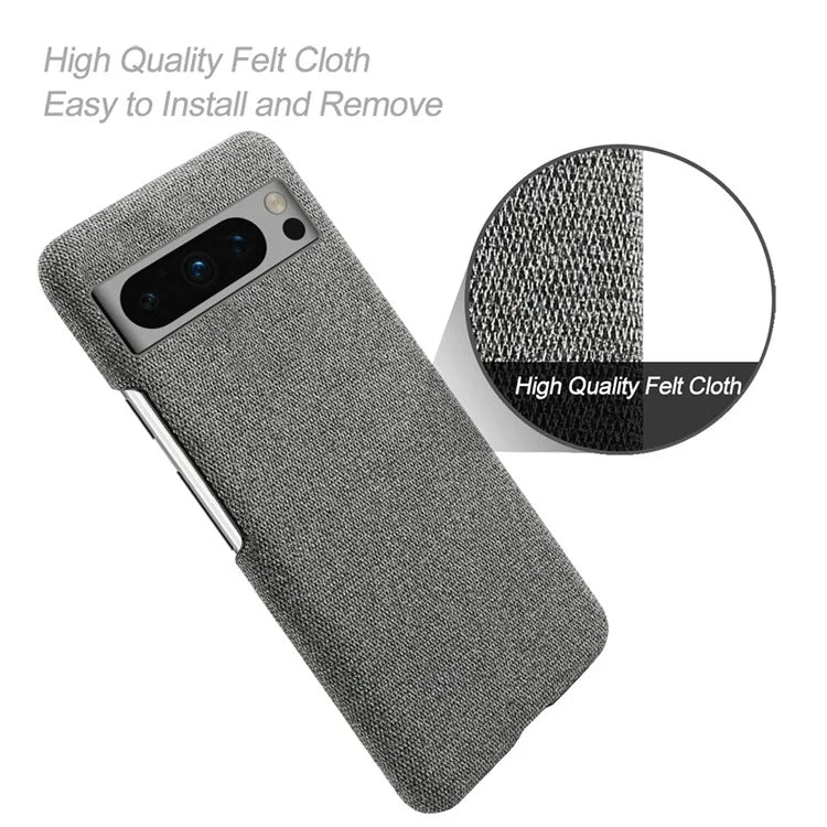 For Google Pixel 8 Pro Case Solid Color Fabric Cloth+PC Shockproof Phone Cover