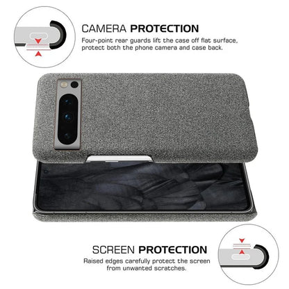 For Google Pixel 8 Pro Case Solid Color Fabric Cloth+PC Shockproof Phone Cover