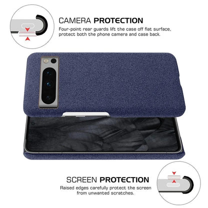 For Google Pixel 8 Pro Case Solid Color Fabric Cloth+PC Shockproof Phone Cover