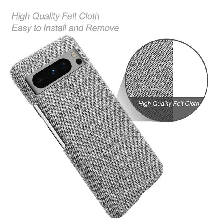 For Google Pixel 8 Pro Case Solid Color Fabric Cloth+PC Shockproof Phone Cover