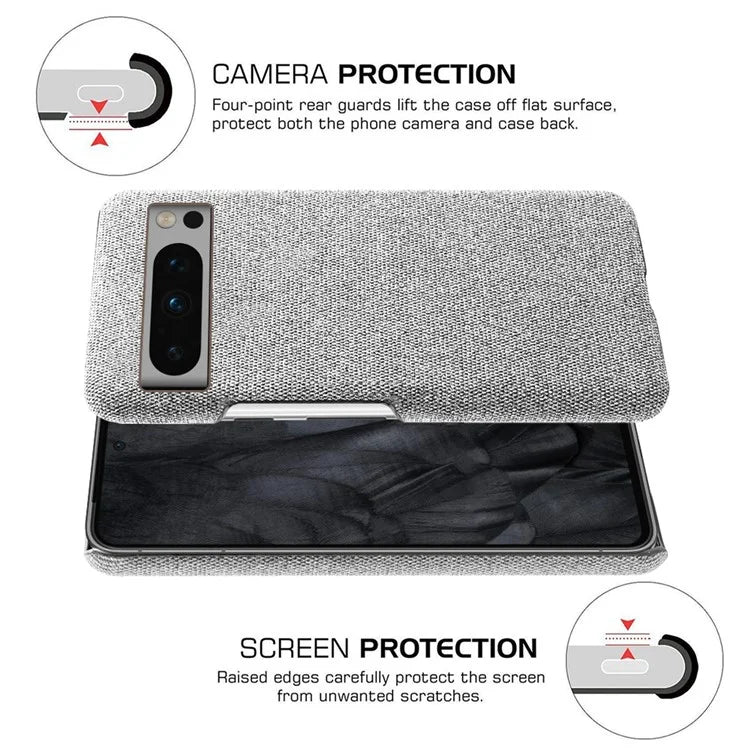 For Google Pixel 8 Pro Case Solid Color Fabric Cloth+PC Shockproof Phone Cover