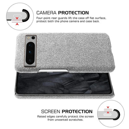 For Google Pixel 8 Pro Case Solid Color Fabric Cloth+PC Shockproof Phone Cover