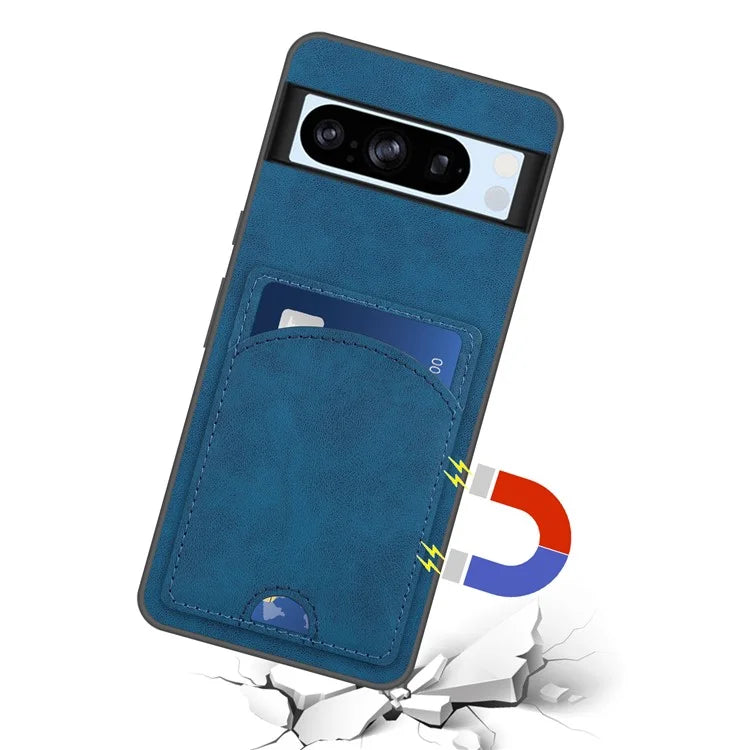 For Google Pixel 8 Pro Case PU Leather Kickstand Card Slots Back Cover