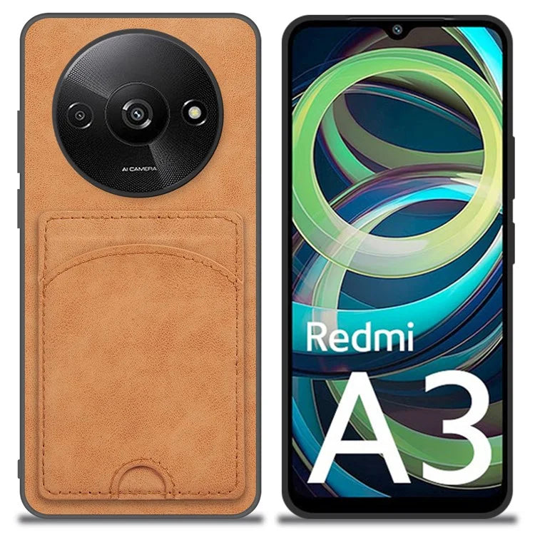 For Xiaomi Redmi A3 / Poco C61 4G Case Card Holder PU+PC+TPU Phone Cover with Kickstand