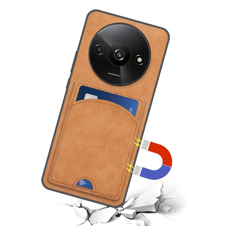 For Xiaomi Redmi A3 / Poco C61 4G Case Card Holder PU+PC+TPU Phone Cover with Kickstand
