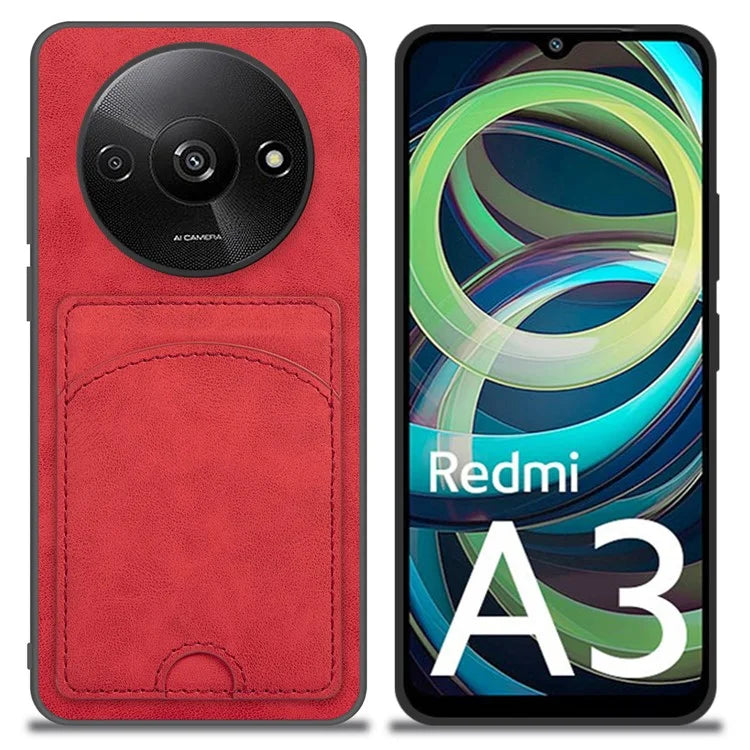For Xiaomi Redmi A3 / Poco C61 4G Case Card Holder PU+PC+TPU Phone Cover with Kickstand