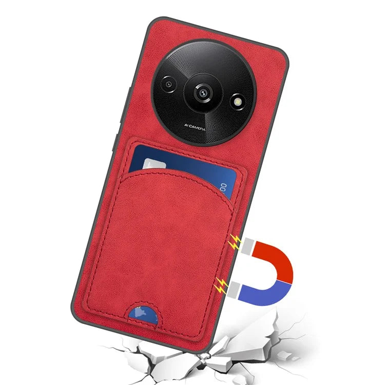 For Xiaomi Redmi A3 / Poco C61 4G Case Card Holder PU+PC+TPU Phone Cover with Kickstand