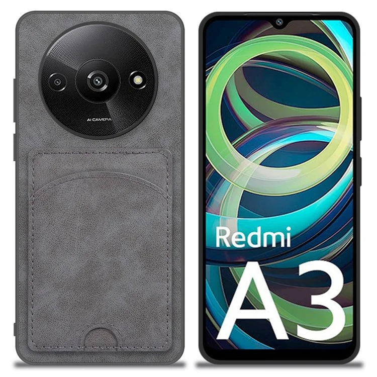 For Xiaomi Redmi A3 / Poco C61 4G Case Card Holder PU+PC+TPU Phone Cover with Kickstand