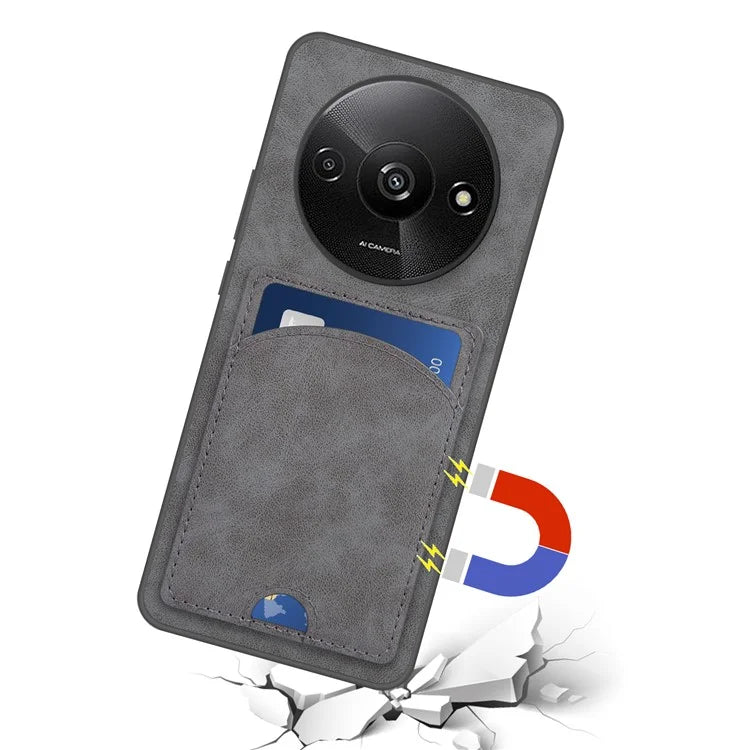 For Xiaomi Redmi A3 / Poco C61 4G Case Card Holder PU+PC+TPU Phone Cover with Kickstand