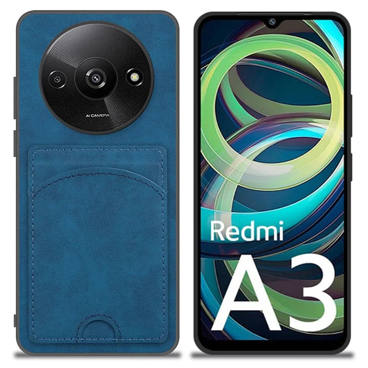 For Xiaomi Redmi A3 / Poco C61 4G Case Card Holder PU+PC+TPU Phone Cover with Kickstand