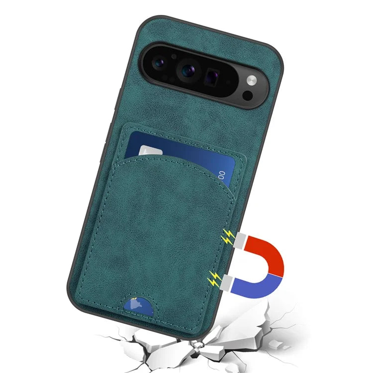 For Google Pixel 9 Pro XL Case with Card Holder PU Leather Coated  PC+TPU Phone Cover