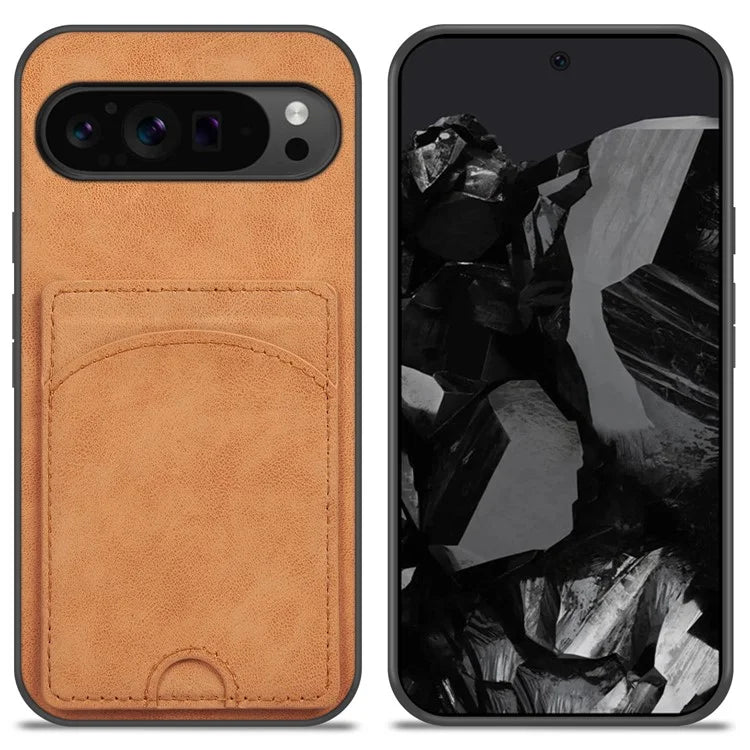 For Google Pixel 9 Pro XL Case with Card Holder PU Leather Coated  PC+TPU Phone Cover