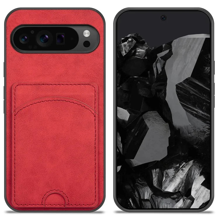For Google Pixel 9 Pro XL Case with Card Holder PU Leather Coated  PC+TPU Phone Cover